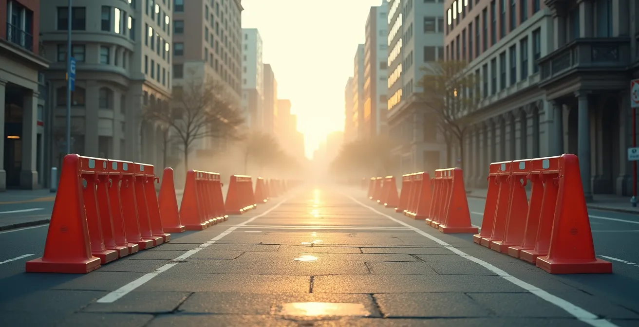 Installation de signalisation sécurisée sur lieu de tournage